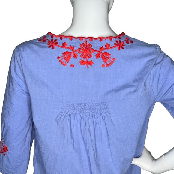 Madewell - Breeze Red Embroidery Blue Dress Pockets - Size Small - Picture 13 of 16